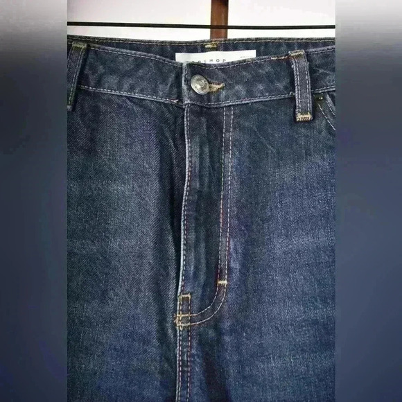 TOPSHOP Medium Blue  Cotton Denim Mom Straight Relaxed Jeans 34x30 Turkey - Picture 7 of 8